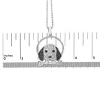 .925 sterling silver 1/4 cttw white and black diamond beagle dog bone pendant necklace (i j color i2 i3 clarity) 18’’ inches