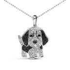 .925 Sterling Silver 1/4 cttw White and Black Diamond Dog Pendant Necklace 18 inch (I-J Color, I2-I3 Clarity) - Bijoux-NYC Direct