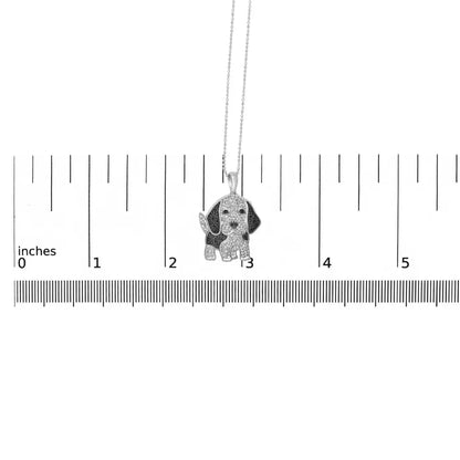 .925 Sterling Silver 1/4 cttw White and Black Diamond Dog Pendant Necklace 18 inch (I-J Color, I2-I3 Clarity) - Bijoux-NYC Direct