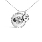 .925 sterling silver 1/4 cttw white and black diamond pitbull dog medallion charm 18’’ pendant necklace (i j color i2 i3 clarity)