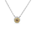 Champagne diamond bezel solitaire necklace in.925 sterling silver 1/5 cttw bijoux-nyc direct