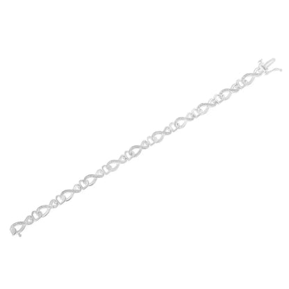 .925 Sterling Silver 1/5 Cttw Diamond 7” Infinity Heart Tennis Bracelet (H-I Color, I2-I3 Clarity) - Bijoux-NYC Direct