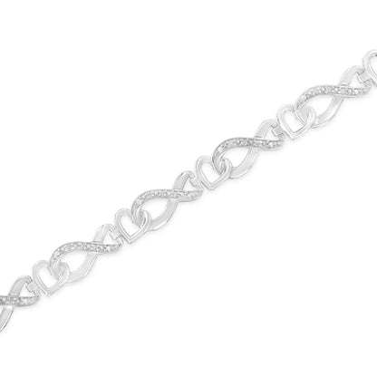 .925 Sterling Silver 1/5 Cttw Diamond 7” Infinity Heart Tennis Bracelet (H-I Color, I2-I3 Clarity) - Bijoux-NYC Direct