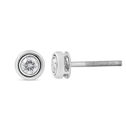 .925 Sterling Silver 1/5 Cttw Lab-Grown Round Brilliant-Cut Diamond Modern Bezel-Set Stud Earring (F-G Color, VS2-SI1 Clarity) - Bijoux-NYC Direct