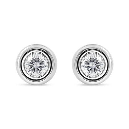 .925 Sterling Silver 1/5 Cttw Lab-Grown Round Brilliant-Cut Diamond Modern Bezel-Set Stud Earring (F-G Color, VS2-SI1 Clarity) - Bijoux-NYC Direct