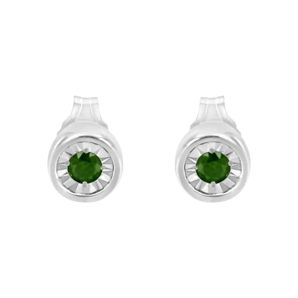 1/5 cttw green diamond miracle set stud earrings in.925 sterling silver bijoux-nyc direct