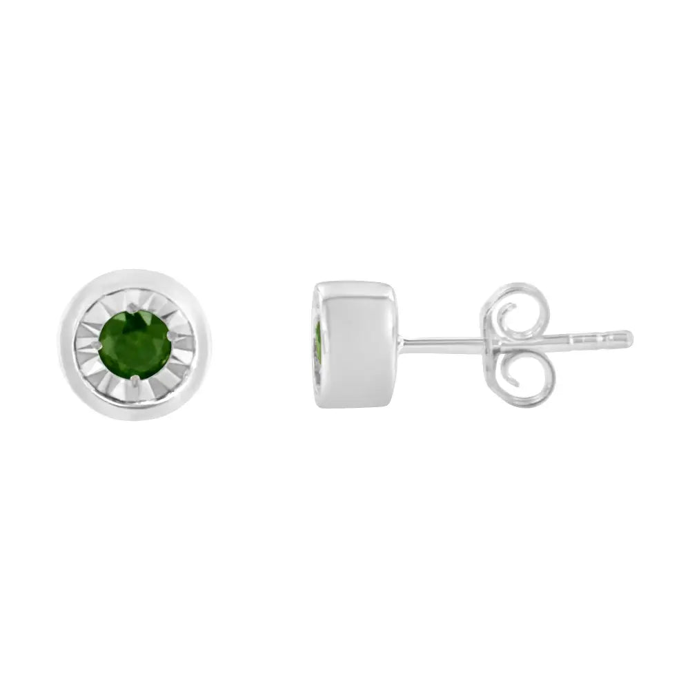 1/5 cttw green diamond miracle set stud earrings in.925 sterling silver bijoux-nyc direct