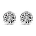 .925 sterling silver 1/5 cttw diamond miracle set barrel stud earrings bijoux-nyc direct