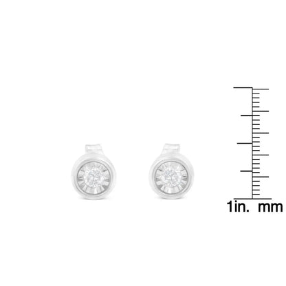 .925 Sterling Silver 1/5 Cttw Round Brilliant-Cut Near Colorless Diamond Miracle-Set Bezel Barrel Style Stud Earrings (I-J Color, I2-I3 Clarity) - Bijoux-NYC Direct