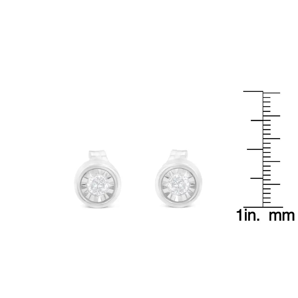 .925 sterling silver 1/5 cttw round brilliant-cut near colorless diamond miracle-set bezel barrel style stud earrings