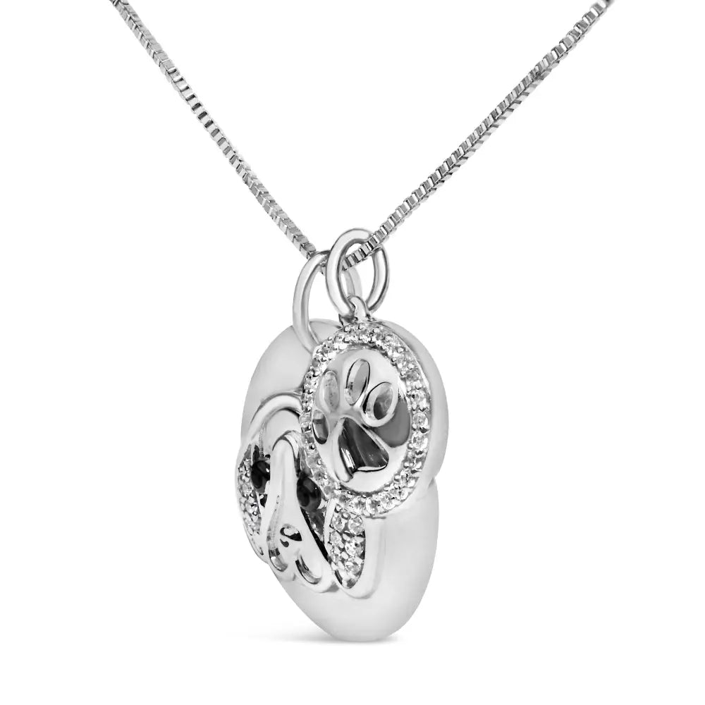 Sterling silver 1/5 cttw white and black diamond beagle pendant necklace bijoux-nyc direct