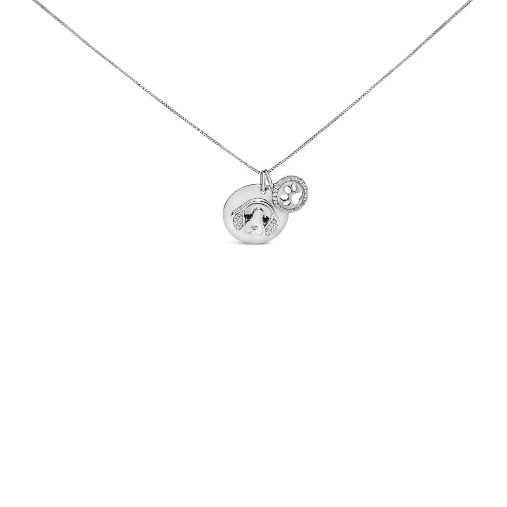 Sterling silver 1/5 cttw white and black diamond beagle pendant necklace bijoux-nyc direct