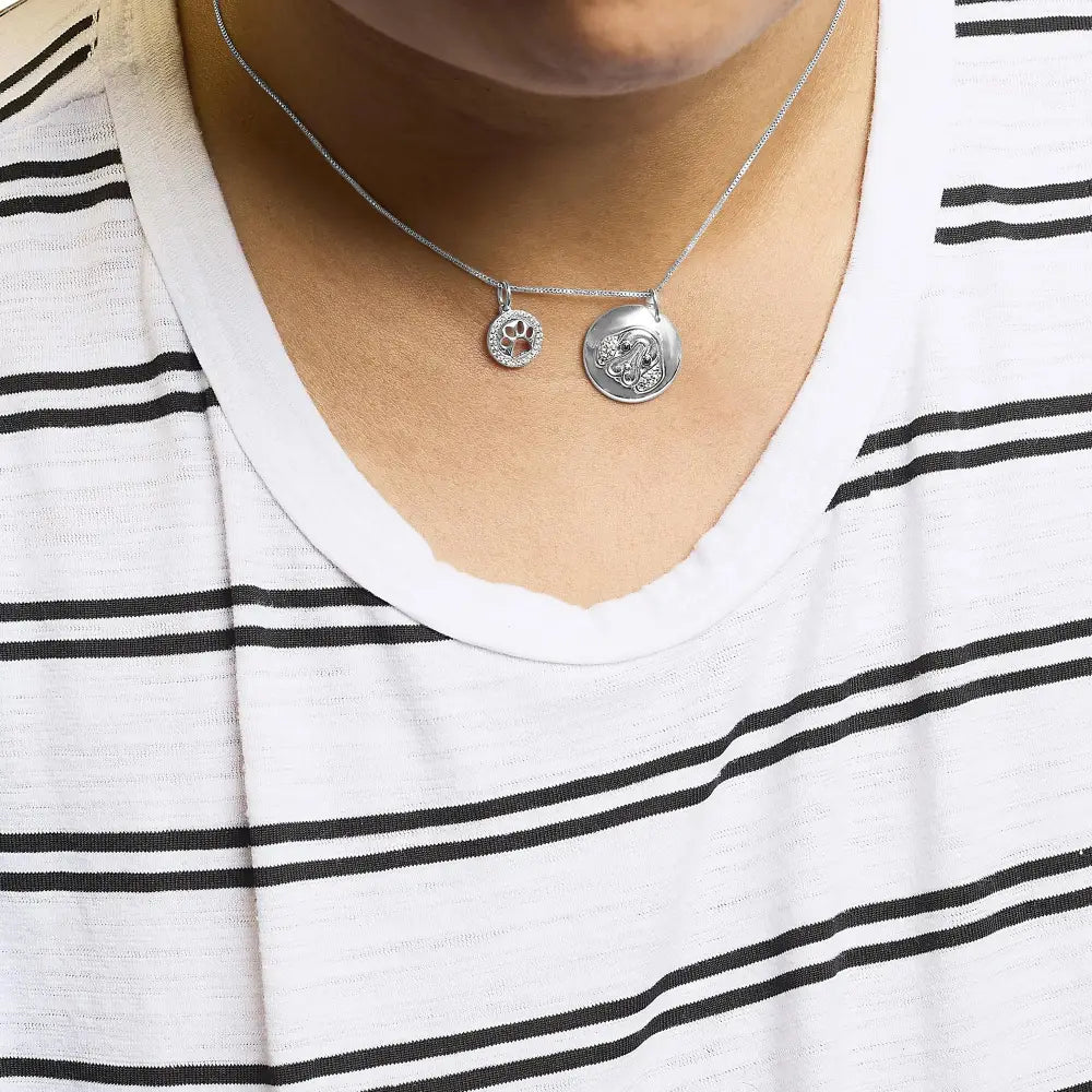 Sterling silver 1/5 cttw white and black diamond beagle pendant necklace bijoux-nyc direct