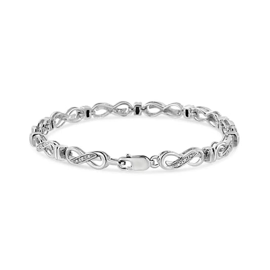 .925 Sterling Silver 1/6 Cttw Diamond Accent Infinity Link Bracelet (I-J Color, I3 Promo Clarity) - 7" - Bijoux-NYC Direct