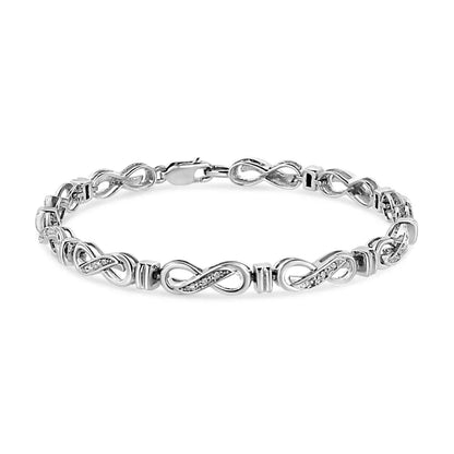 .925 Sterling Silver 1/6 Cttw Diamond Accent Infinity Link Bracelet (I-J Color, I3 Promo Clarity) - 7" - Bijoux-NYC Direct