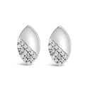 Sterling silver 1/6 cttw diamond mirror polish pear stud earrings bijoux-nyc direct