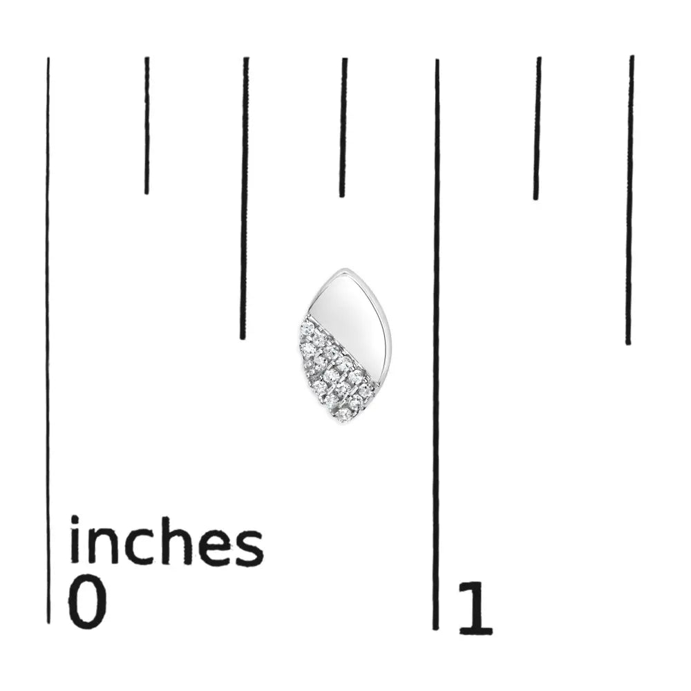 Sterling silver 1/6 cttw diamond mirror polish pear stud earrings bijoux-nyc direct