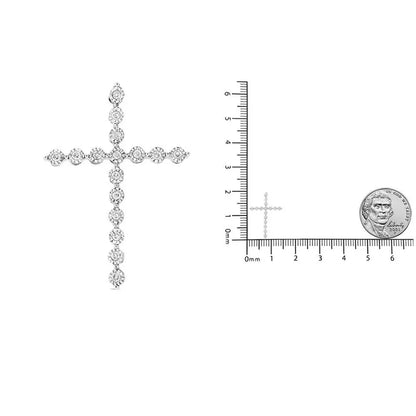 .925 Sterling Silver 1/6 cttw Diamond Cross Pendant Necklace (I-J, I1-I2) - Bijoux-NYC Direct