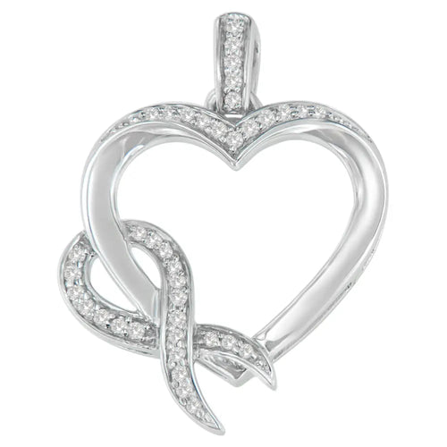 .925 sterling silver 1/6 cttw diamond heart pendant necklace (h-i i1-i2) bijoux-nyc direct