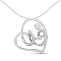 Sterling silver 1/6 cttw diamond mother and child heart pendant necklace bijoux-nyc direct