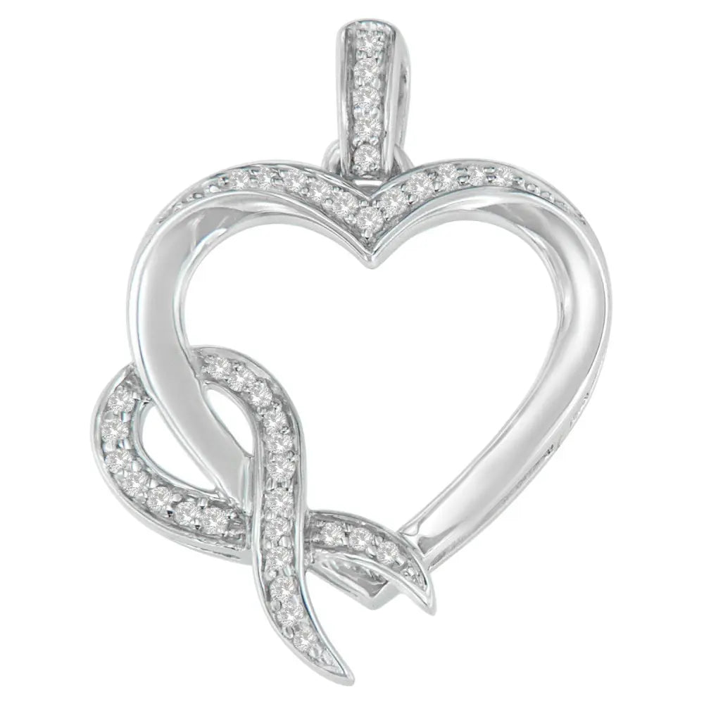 .925 Sterling Silver 1/6 cttw Diamond Heart Pendant Necklace (H-I, I1-I2) - Bijoux-NYC Direct