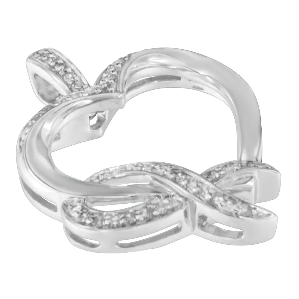 1/6 cttw diamond heart ribbon pendant necklace in.925 sterling silver bijoux-nyc direct