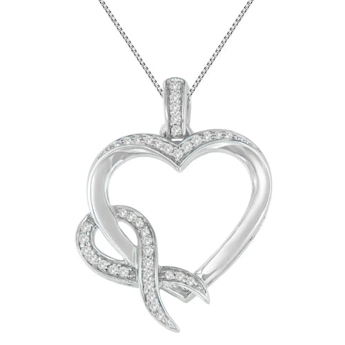 .925 sterling silver 1/6 cttw diamond heart pendant necklace (h-i i1-i2) bijoux-nyc direct