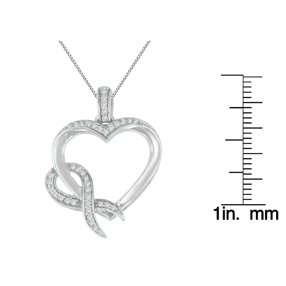 .925 Sterling Silver 1/6 cttw Diamond Heart Pendant Necklace (H-I, I1-I2) - Bijoux-NYC Direct