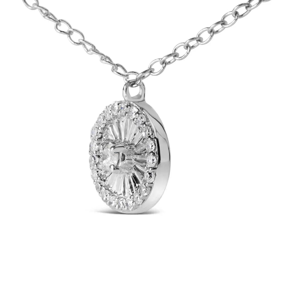 .925 sterling silver 1/6 cttw diamond wheel and spoke pendant necklace (h i color i2 i3 clarity) 18’’ necklaces/pendant/pendant