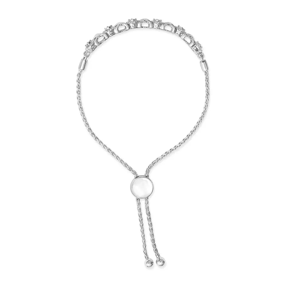 Diamond x and o bolo bracelet in.925 sterling silver 1/6 cttw bijoux-nyc direct