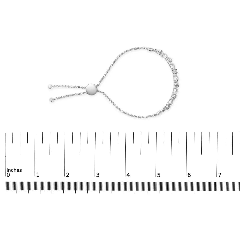 Diamond x and o bolo bracelet in.925 sterling silver 1/6 cttw bijoux-nyc direct