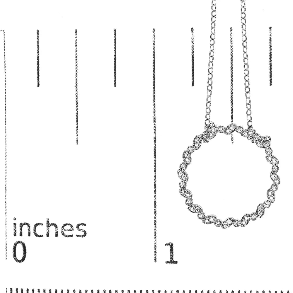 Sterling silver 1/7 cttw lab grown diamond beaded circle necklace 18 bijoux-nyc direct