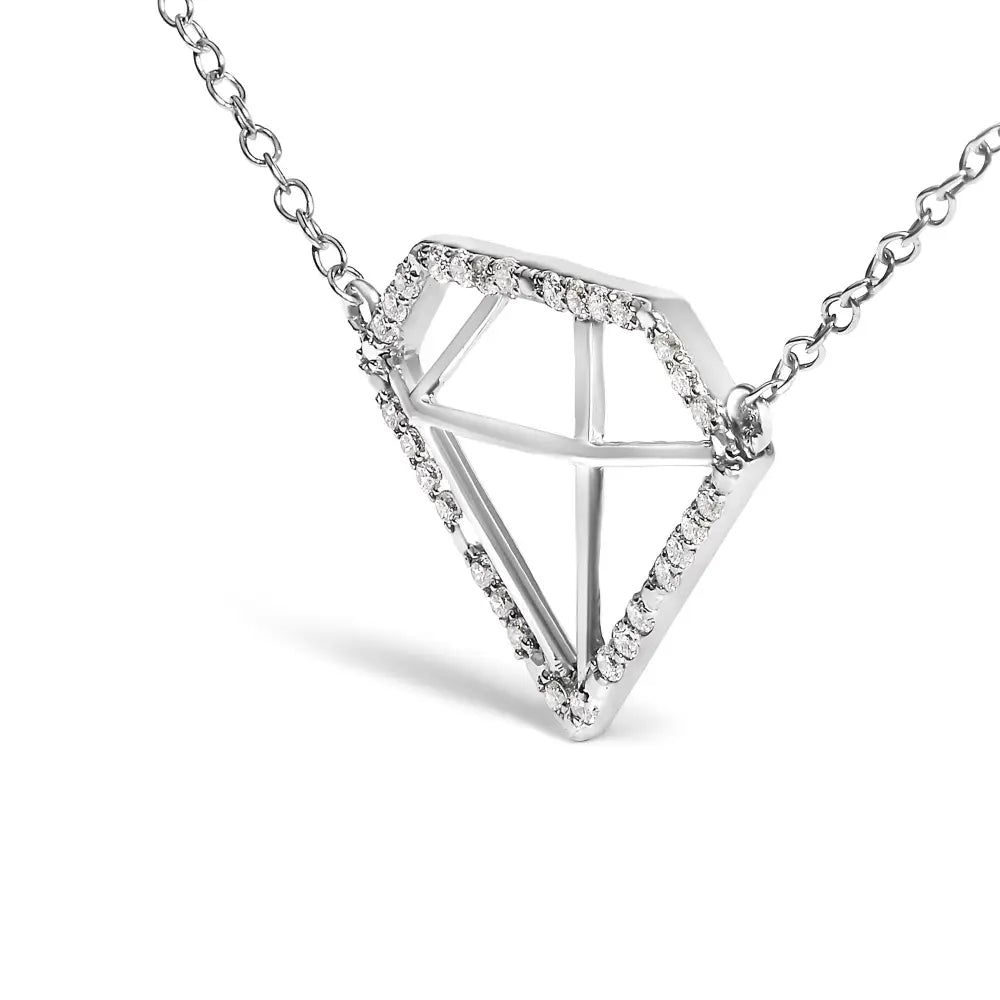 Diamond shaped.925 sterling silver 1/7 cttw lab grown diamond necklace 18 bijoux-nyc direct