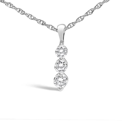 .925 sterling silver 1/7 cttw lab grown diamond three stone diamond pendant necklace - 18’’ inches bijoux-nyc direct