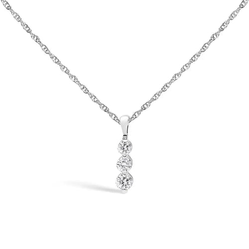 .925 sterling silver 1/7 cttw lab grown diamond three stone diamond pendant necklace - 18’’ inches bijoux-nyc direct