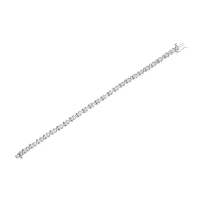 .925 Sterling Silver 1 cttw Brilliant Round-Cut Diamond "X" Link Bracelet (I-J Clarity, I2-I3 Color) - Size 7" - Bijoux-NYC Direct