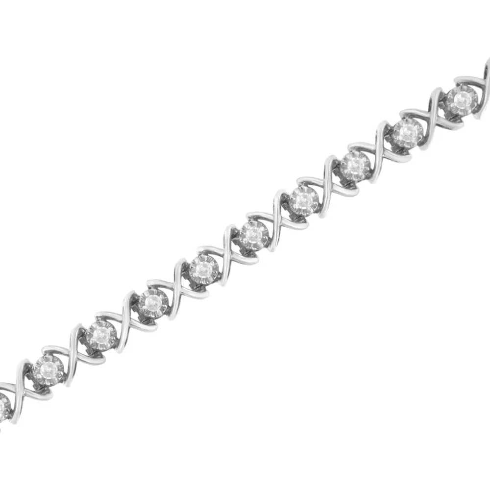 1.0 cttw diamond x-link bracelet in polished sterling silver 7-inch bijoux-nyc direct