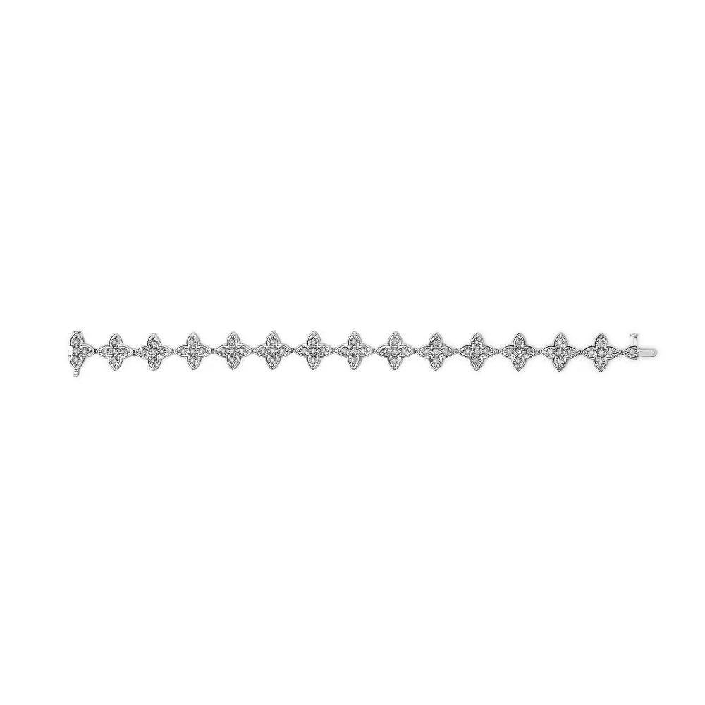 1 cttw natural diamond four leaf clover link bracelet in sterling silver bijoux-nyc direct