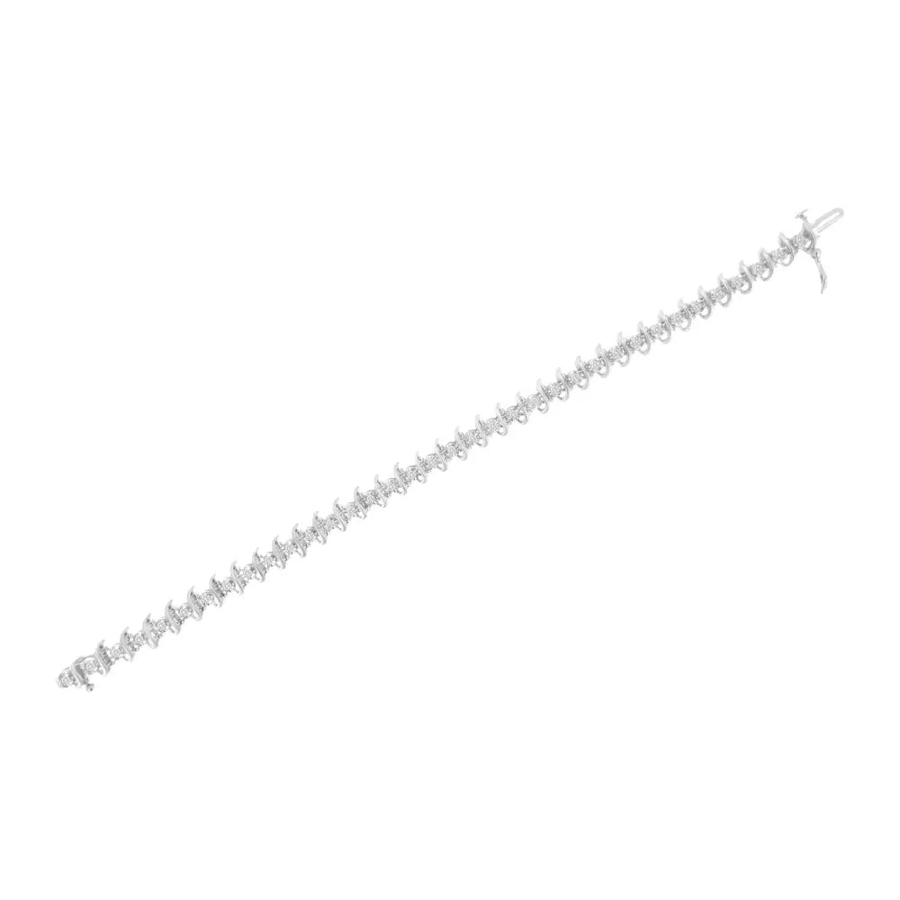 1cttw diamond link bracelet in.925 sterling silver 7.25 inches bijoux-nyc direct