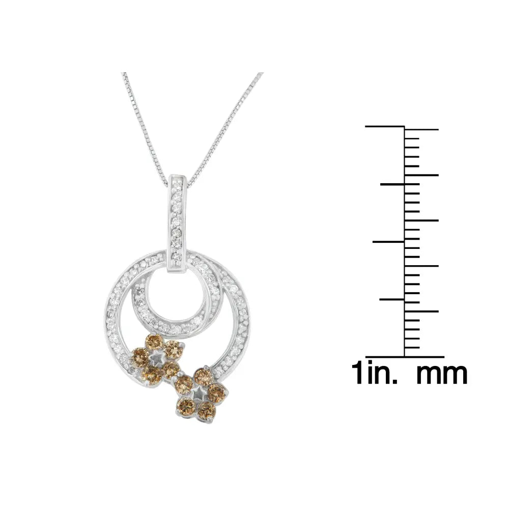 1cttw champagne diamond floral garden pendant necklace in.925 silver bijoux-nyc direct