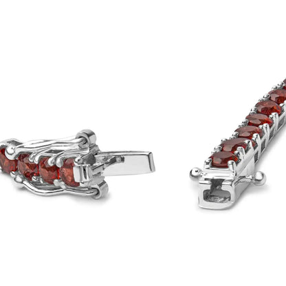 .925 sterling silver 10.0 cttw created orange garnet tennis bracelet 7.25’’ bracelets/bracelets/tennis handcrafted