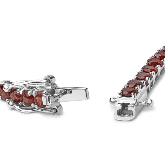 .925 sterling silver 10.0 cttw created orange garnet tennis bracelet 7.25’’ bracelets/bracelets/tennis handcrafted