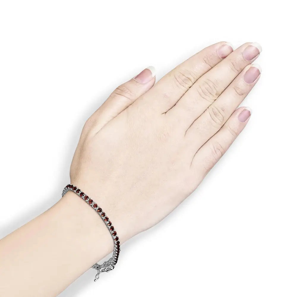 10ct created orange garnet tennis bracelet in.925 sterling silver 7.25 bijoux-nyc direct