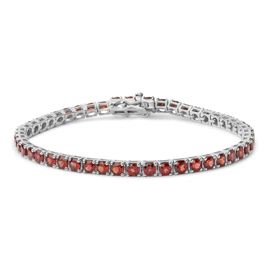 .925 sterling silver 10.0 cttw created orange garnet tennis bracelet 7.25’’ bracelets/bracelets/tennis handcrafted