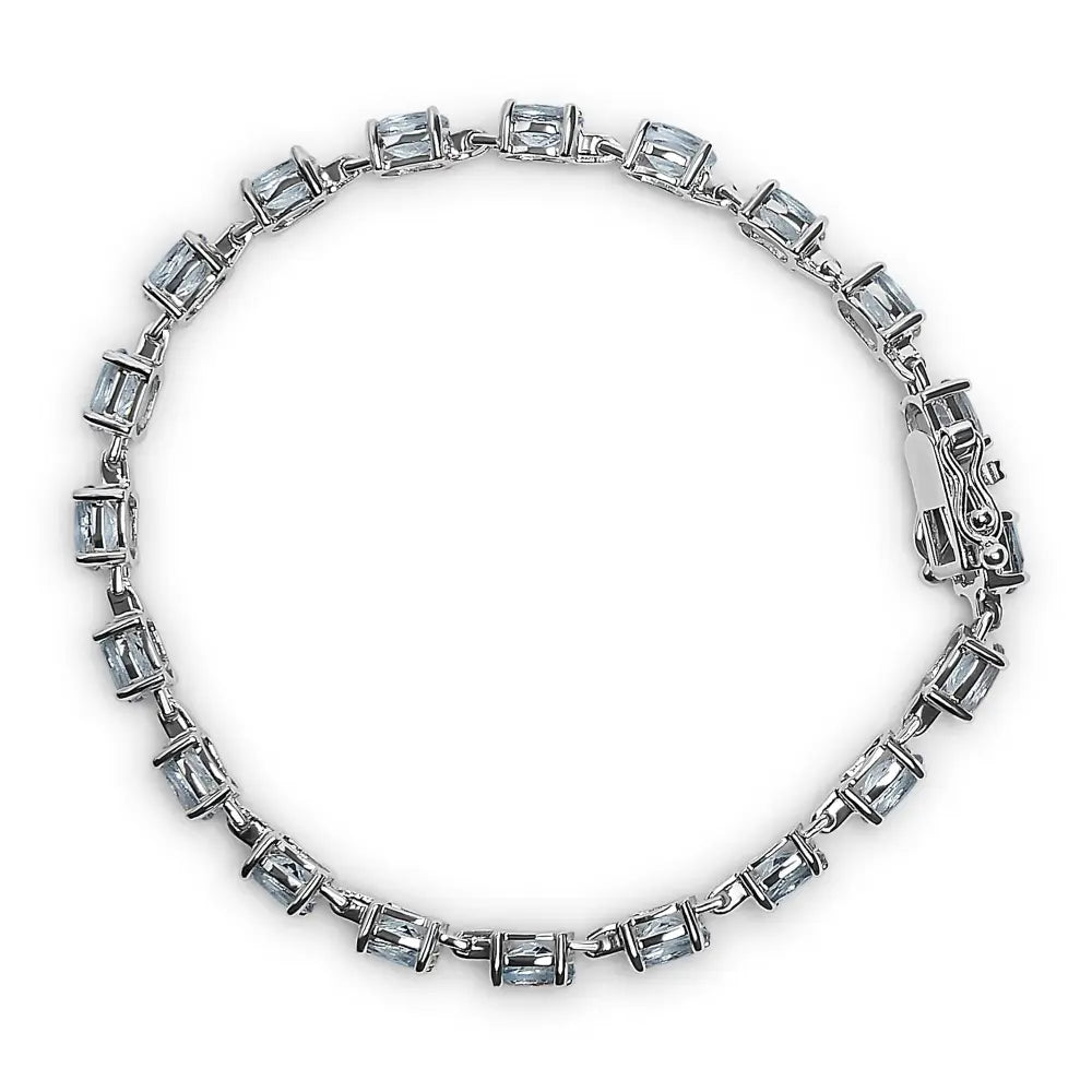 Sterling silver 11.0 cttw oval created blue topaz link bracelet 7 inch bijoux-nyc direct