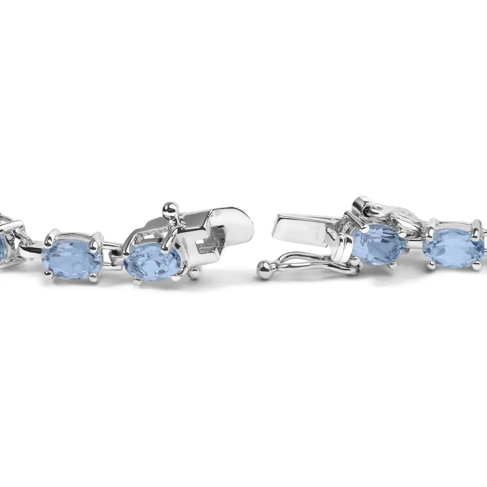 Sterling silver 11.0 cttw oval created blue topaz link bracelet 7 inch bijoux-nyc direct