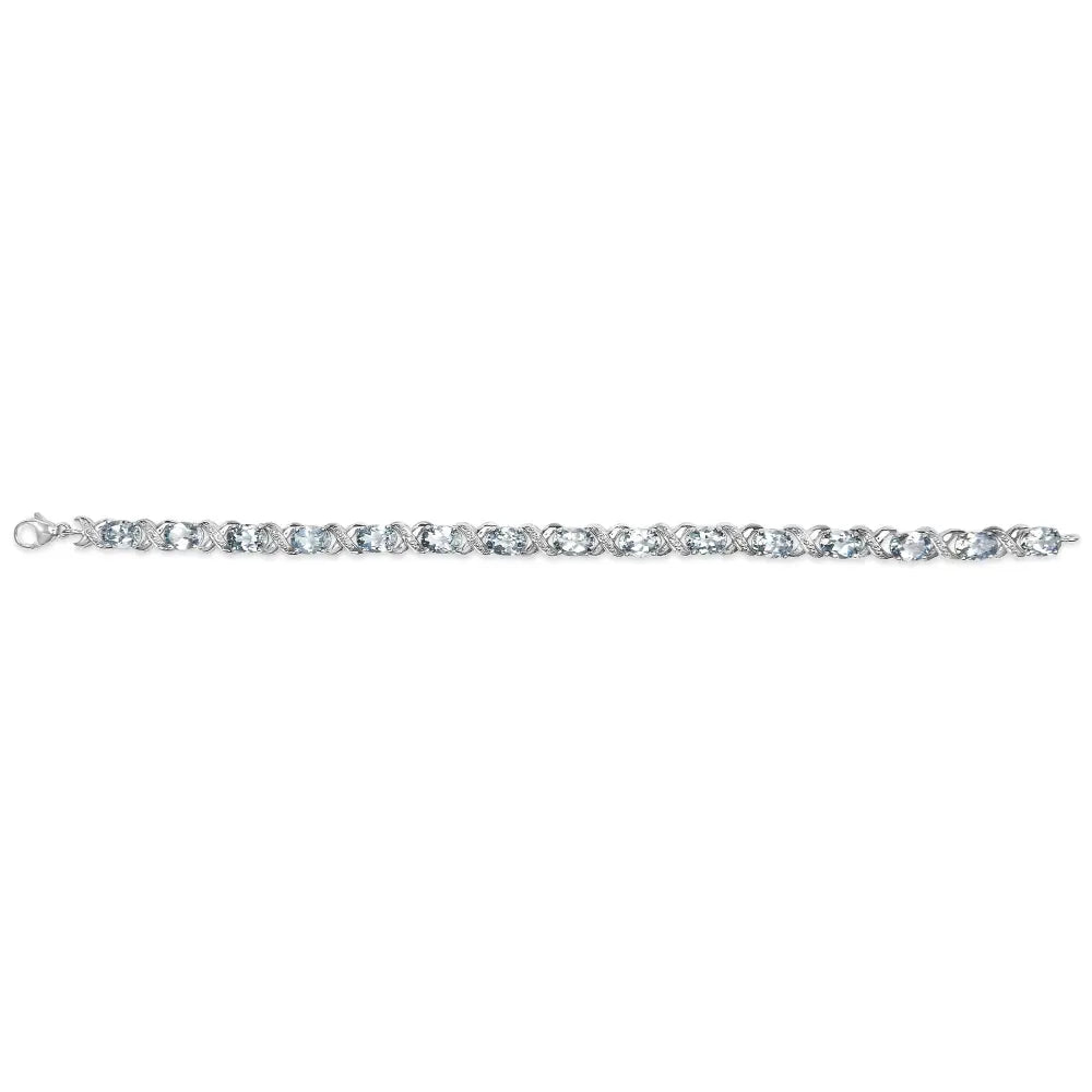 16ct oval blue topaz and diamond accent sterling silver 7 inch bracelet bijoux-nyc direct