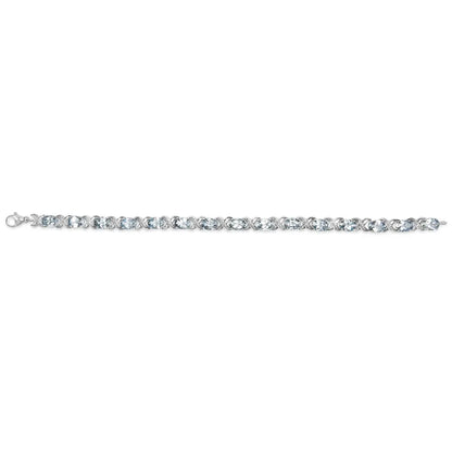 .925 sterling silver 16.0 cttw oval blue topaz and diamond accent tennis x link bracelet (i j color i1 i2 clarity) size 7’’ inch