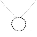 2.0 cttw black and white diamond sterling silver circle hoop necklace bijoux-nyc direct