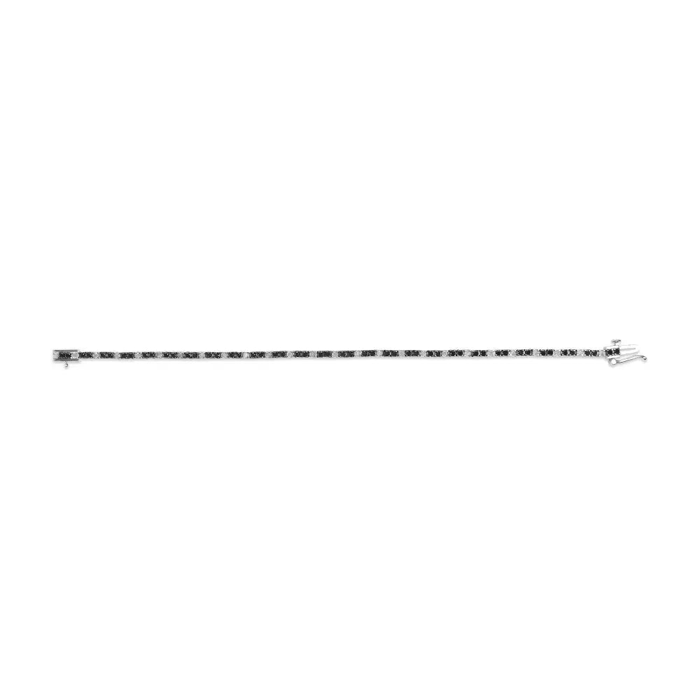 .925 sterling silver 2.0 cttw black and white diamond tennis bracelet (i j color i2 i3 clarity) 7’’ inches